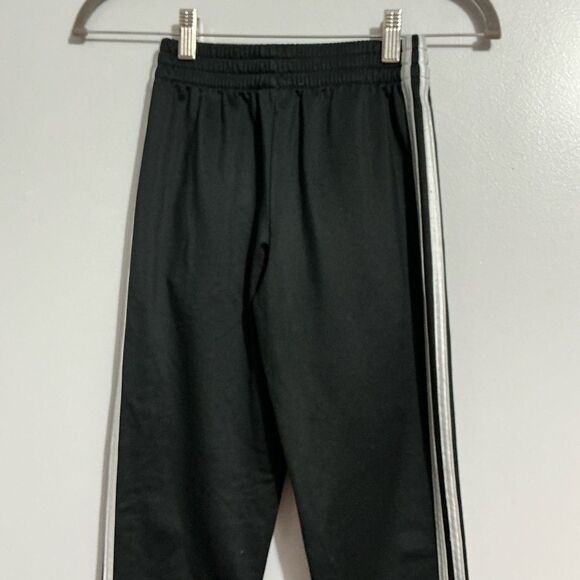 Adidas Kids Black Track Pants with white stripes A552 size 8 - Picture 2 of 6